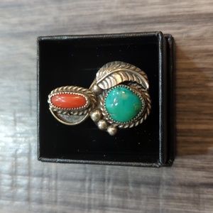 Vintage Turquoise Coral Ring